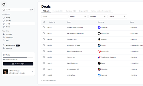 Miniature du Projet Dashboard CRM - React, Next, Tailwind, Shadcn, Vercel 